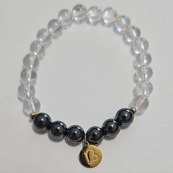 Conscious Items Jewelry - Hematite and Clear Quartz Bracelet with Capricorn Charm